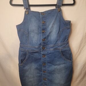WOMENS Wax Jeans Basic Denim Overall Jean Dress. Size MED